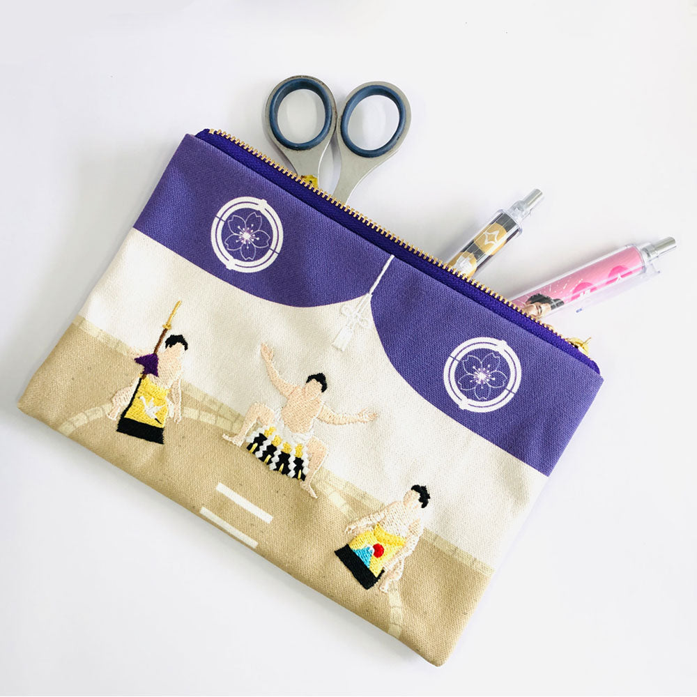 Embroidered pouch: Yokozuna's Ring-Entering Ceremony