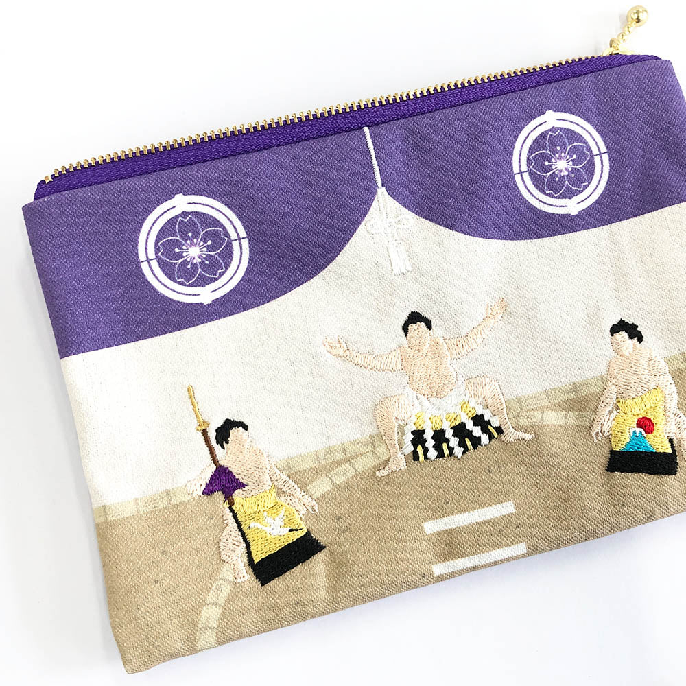 Embroidered pouch: Yokozuna's Ring-Entering Ceremony